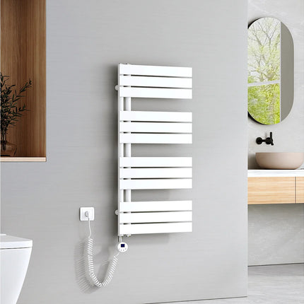 Sèche-serviettes électrique avec thermostat et minuterie - Blanc - 50 cm - DS CONCEPT