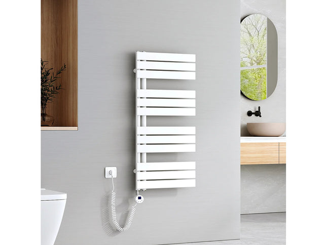 Sèche-serviettes électrique avec thermostat et minuterie - Blanc - 50 cm - DS CONCEPT