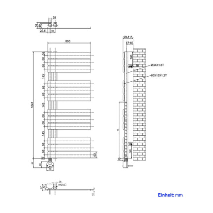Sèche-serviettes électrique avec thermostat et minuterie - Blanc - 50 cm - DS CONCEPT