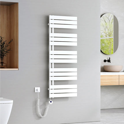 Sèche-serviettes électrique design avec thermostat - Blanc - 50 cm - EMKE