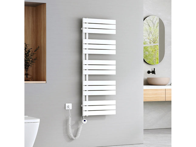 Sèche-serviettes électrique design avec thermostat - Blanc - 50 cm - EMKE