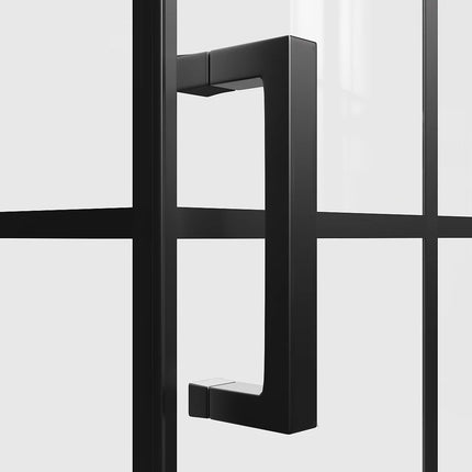 Porte de douche pivotante avec paroi fixe sérigraphiée noir mat - 120 cm - CAPARICA