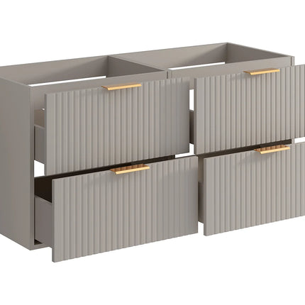 Meuble sous vasque strié avec 4 tiroirs - Beige - 120 cm - ZEVARA