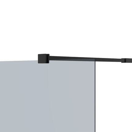 Paroi de douche à l'italienne finition verre fumé avec barre stabilisation réglable - Noir fumé - 140 cm - MALIKA II
