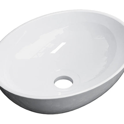 Lavabo à poser en céramique avec vasque ovale - blanc - 41,5 cm - DS CONCEPT
