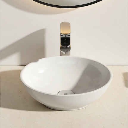 Lavabo à poser en céramique avec vasque ovale - blanc - 41,5 cm - DS CONCEPT