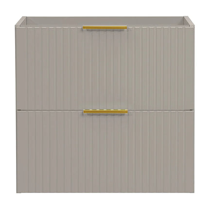 Meuble sous vasque rainuré avec 2 tiroirs - Beige - 60 cm - ZEVARA