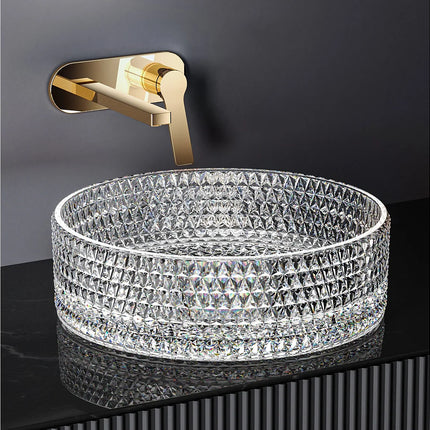 Lavabo à poser design cylindrique en verre trempé transparent - 36 cm - DS CONCEPT