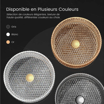 Vasque à poser design épuré avec vasque ronde - Transparent - 36 cm - DS CONCEPT