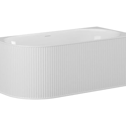 Baignoire asymétrique striée avec tablier mat - Blanc - 170 cm - BARBORI