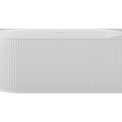 Baignoire asymétrique striée avec tablier mat - Blanc - 170 cm - BARBORI
