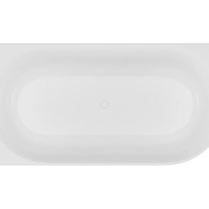 Baignoire asymétrique striée avec tablier fixe - Blanc mat - 150 cm - BARBORI