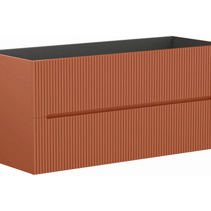 Meuble de salle de bain suspendu rainuré sans vasque - Terracotta - 120 cm - Les éphémères