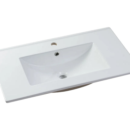 Meuble de salle de bain suspendu avec vasque à encastrer - Naturel clair et blanc - 80 cm - ARUBA
