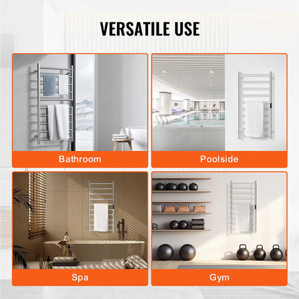Sèche-serviettes électrique avec double système chauffant - Argent - 105 cm - DS CONCEPT