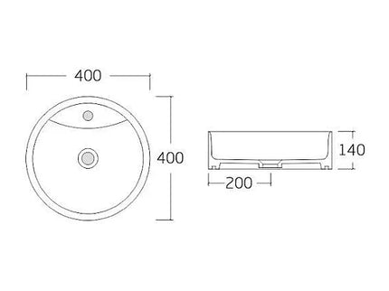 Meuble de salle de bain strié avec vasque à poser ronde - Naturel clair - 80 cm - Espace pro