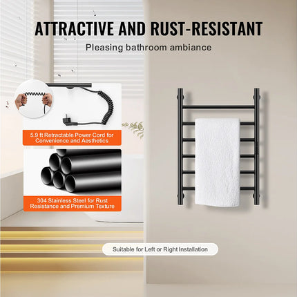 Porte-serviettes mural chauffant noir 67 cm DS CONCEPT