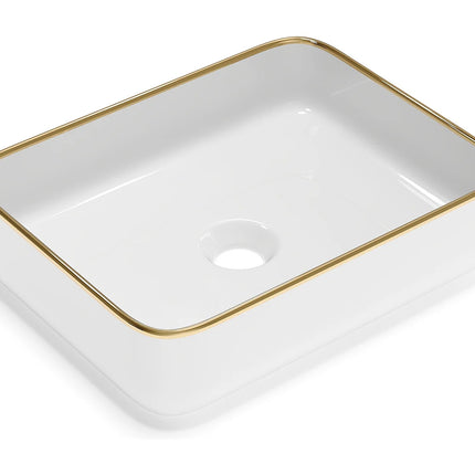 Vasque à poser rectangulaire brillante avec vasque en céramique - Blanc - 50 cm - JUNIKO II