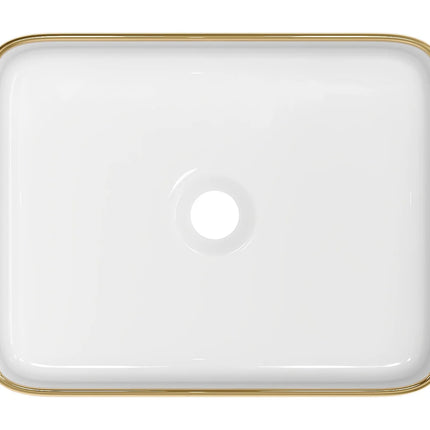 Vasque à poser rectangulaire brillante avec vasque en céramique - Blanc - 50 cm - JUNIKO II