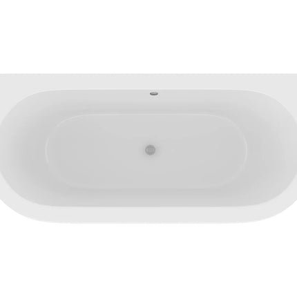 Baignoire semi-îlot rétro avec pieds en aluminium argenté - Blanche - 170 cm - SPARUS