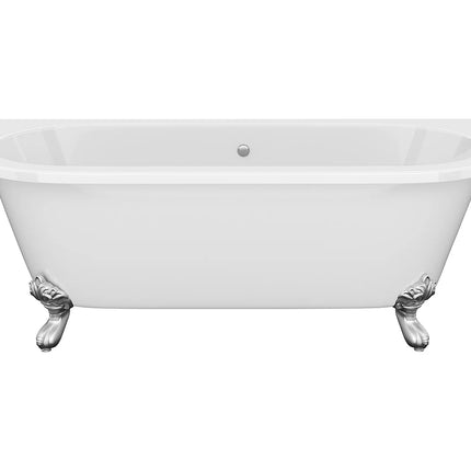 Baignoire semi-îlot rétro avec pieds en aluminium argenté - Blanche - 170 cm - SPARUS
