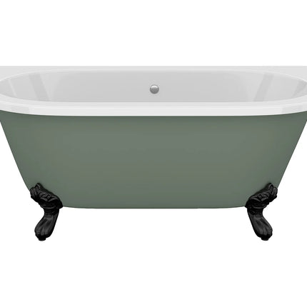 Baignoire semi-îlot rétro avec pieds pattes d’aigle - Vert mat - 150 cm - SPARUS