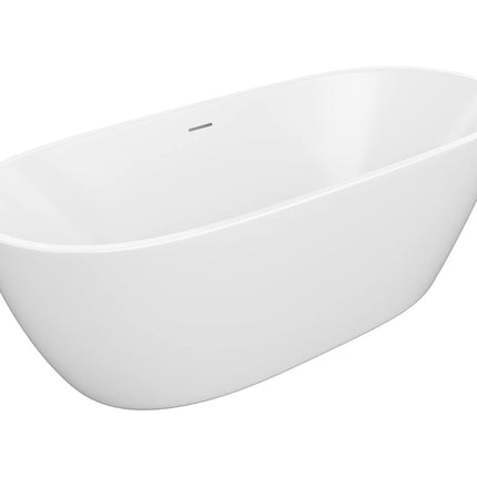 Baignoire îlot ovale à poser au sol - Blanc brillant - 180 cm - SAROFA
