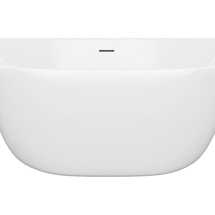 Baignoire semi-îlot ovale brillante avec bonde clic-clac - Blanche - 130 cm - AMOSARI