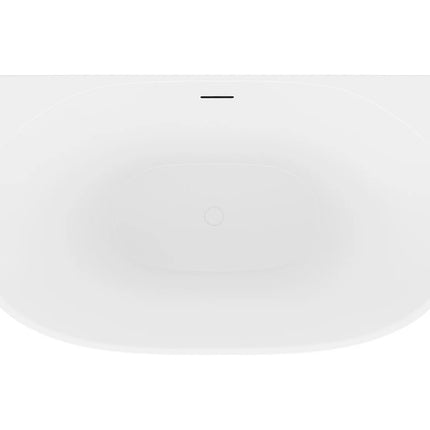 Baignoire semi-îlot ovale brillante avec bonde clic-clac - Blanche - 130 cm - AMOSARI