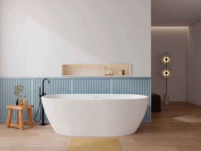 Baignoire îlot ovale à poser au sol - Blanc brillant - 180 cm - SAROFA