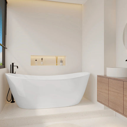 Baignoire îlot ovale à poser - Blanc brillant - 190 cm - BORAZA