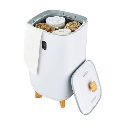 Chauffe-serviettes électrique 35L avec écran LED et minuterie - Blanc - 37 cm