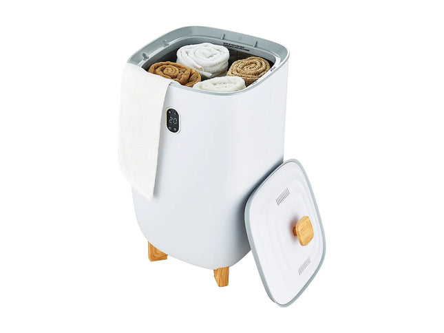 Chauffe-serviettes électrique 35L avec écran LED et minuterie - Blanc - 37 cm