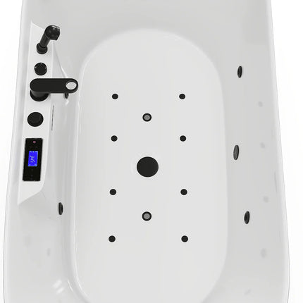 Baignoire balnéo asymétrique avec LED multicolores - Blanche - 180 cm - BOLAZA