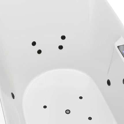 Baignoire balnéo asymétrique avec LED multicolores - Blanche - 180 cm - BOLAZA