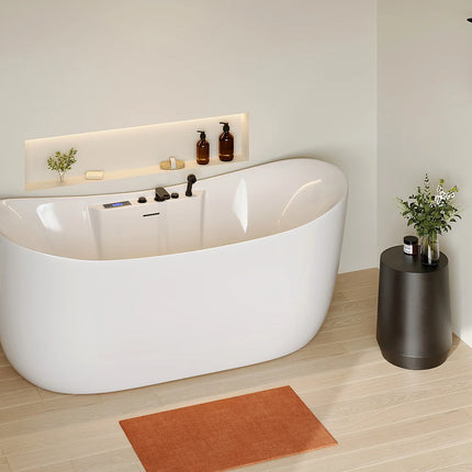Baignoire balnéo asymétrique avec LED multicolores - Blanche - 180 cm - BOLAZA