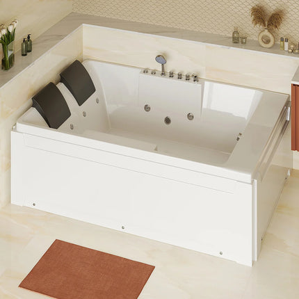 Baignoire balnéo d’angle gauche avec système balnéo - Blanc - 122 cm - THALASSA