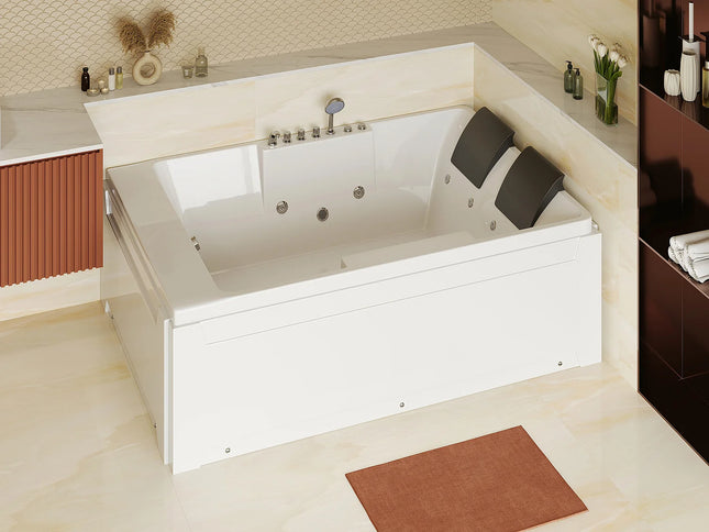 Baignoire balnéo angle droit avec 2 places - Blanc - 182 cm - THALASSA