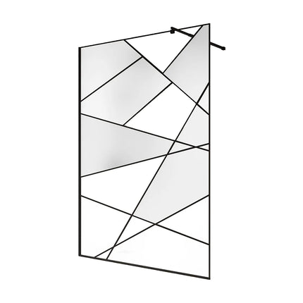 Paroi de douche à l'italienne sérigraphiée mate avec barre de stabilisation réglable - Noir mat - 140 cm - DS CONCEPT Espace Pro