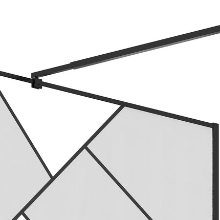 Paroi de douche sérigraphiée mate avec barre de fixation réglable - Noir mat - 100 cm - TRISEO