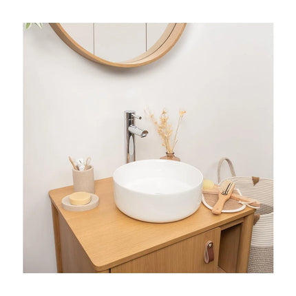 Vasque à poser ronde brillante avec vasque ronde - Blanc - 30,5 cm - MII