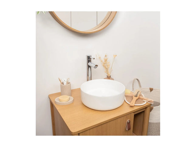 Vasque à poser ronde brillante avec vasque ronde - Blanc - 30,5 cm - MII
