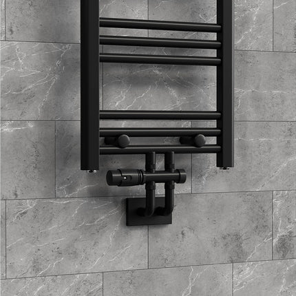 Vanne thermostatique de passage multibloc avec tête intégrée - noir - 11,5 cm