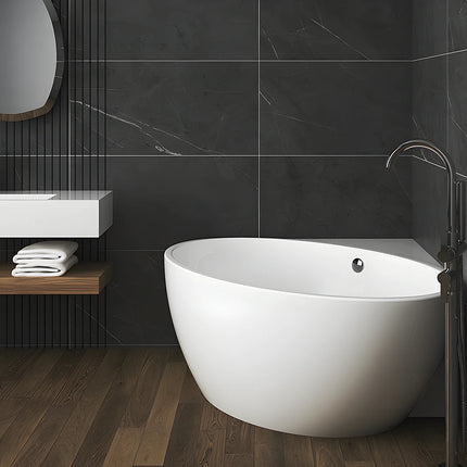 Baignoire d'angle quart de cercle finition brillante - Blanche - 127 cm - GOURAMI