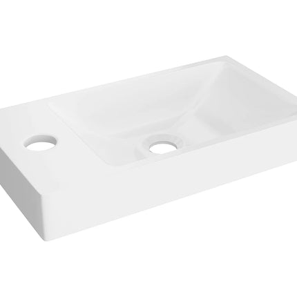 Vasque lave-main rectangulaire avec vasque à encastrer - blanc brillant - 40 cm - SARPOSA
