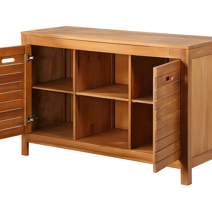 Meuble de salle de bain à poser avec double vasque - naturel foncé - 130 cm - PULUKAN