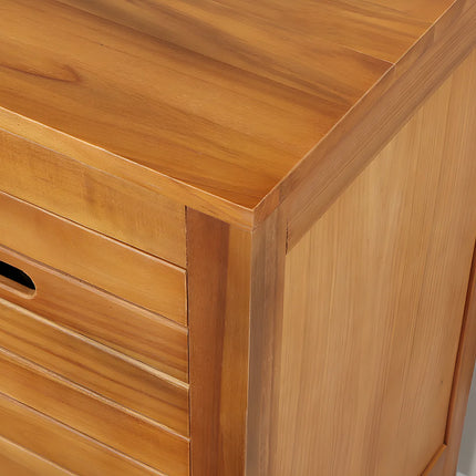 Meuble de salle de bain à poser avec double vasque - naturel foncé - 130 cm - PULUKAN