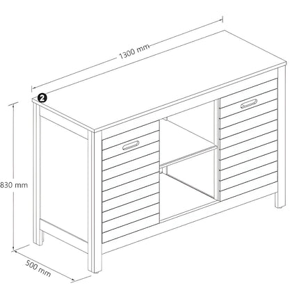 Meuble de salle de bain à poser avec double vasque - naturel foncé - 130 cm - PULUKAN
