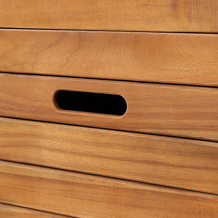 Meuble sous vasque à poser en acacia avec vasques à poser carrées - naturel foncé - 130 cm - PULUKAN