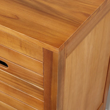 Meuble sous vasque à poser en acacia avec vasques à poser carrées - naturel foncé - 130 cm - PULUKAN